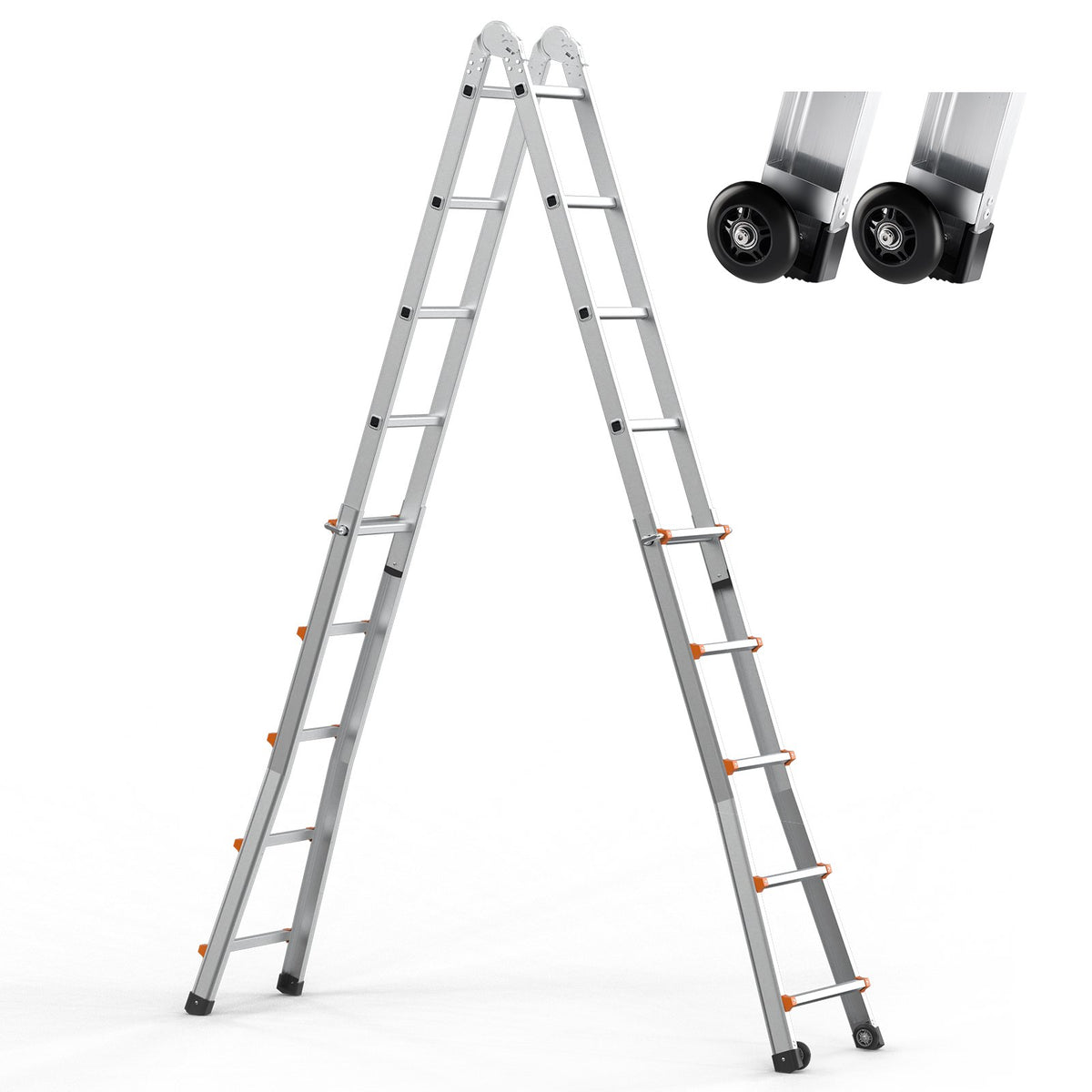 VEVOR Telescoping Ladder A Frame, 20 FT Compact Aluminum Extension Ladder, Multi-Function Portable Collapsible RV Ladder, Telescopic Ladder for Homework Stairs Indoor Outdoor Roof, 330lb Load - DGNAZXYST58MAC1AWV0 - view 10