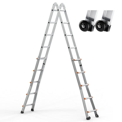 VEVOR Telescoping Ladder A Frame, 20 FT Compact Aluminum Extension Ladder, Multi-Function Portable Collapsible RV Ladder, Telescopic Ladder for Homework Stairs Indoor Outdoor Roof, 330lb Load - DGNAZXYST58MAC1AWV0 - view 10