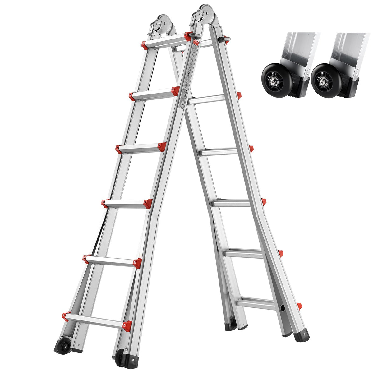 VEVOR Telescoping Ladder A Frame, 20.5 FT Compact Aluminum Extension Ladder, Multi-Function Portable Collapsible RV Ladder, Telescopic Ladder for Homework Stairs Indoor Outdoor Roof, 330lb Load - DGNAZXYST62MS3QAVV0 - view 1