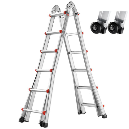 VEVOR Telescoping Ladder A Frame, 20.5 FT Compact Aluminum Extension Ladder, Multi-Function Portable Collapsible RV Ladder, Telescopic Ladder for Homework Stairs Indoor Outdoor Roof, 330lb Load - DGNAZXYST62MS3QAVV0 - view 1