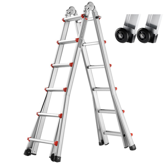 VEVOR Telescoping Ladder A Frame, 20.5 FT Compact Aluminum Extension Ladder, Multi-Function Portable Collapsible RV Ladder, Telescopic Ladder for Homework Stairs Indoor Outdoor Roof, 330lb Load - DGNAZXYST62MS3QAVV0 - view 1