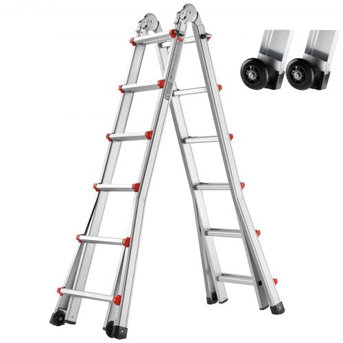 VEVOR Telescoping Ladder A Frame, 20.5 FT Compact Aluminum Extension Ladder, Multi-Function Portable Collapsible RV Ladder, Telescopic Ladder for Homework Stairs Indoor Outdoor Roof, 330lb Load - DGNAZXYST62MS3QAVV0 - view 2