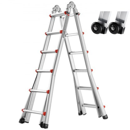 VEVOR Telescoping Ladder A Frame, 20.5 FT Compact Aluminum Extension Ladder, Multi-Function Portable Collapsible RV Ladder, Telescopic Ladder for Homework Stairs Indoor Outdoor Roof, 330lb Load - DGNAZXYST62MS3QAVV0 - view 2
