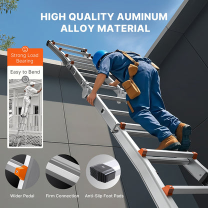 VEVOR Telescoping Ladder A Frame, 20.5 FT Compact Aluminum Extension Ladder, Multi-Function Portable Collapsible RV Ladder, Telescopic Ladder for Homework Stairs Indoor Outdoor Roof, 330lb Load - DGNAZXYST62MS3QAVV0 - view 7