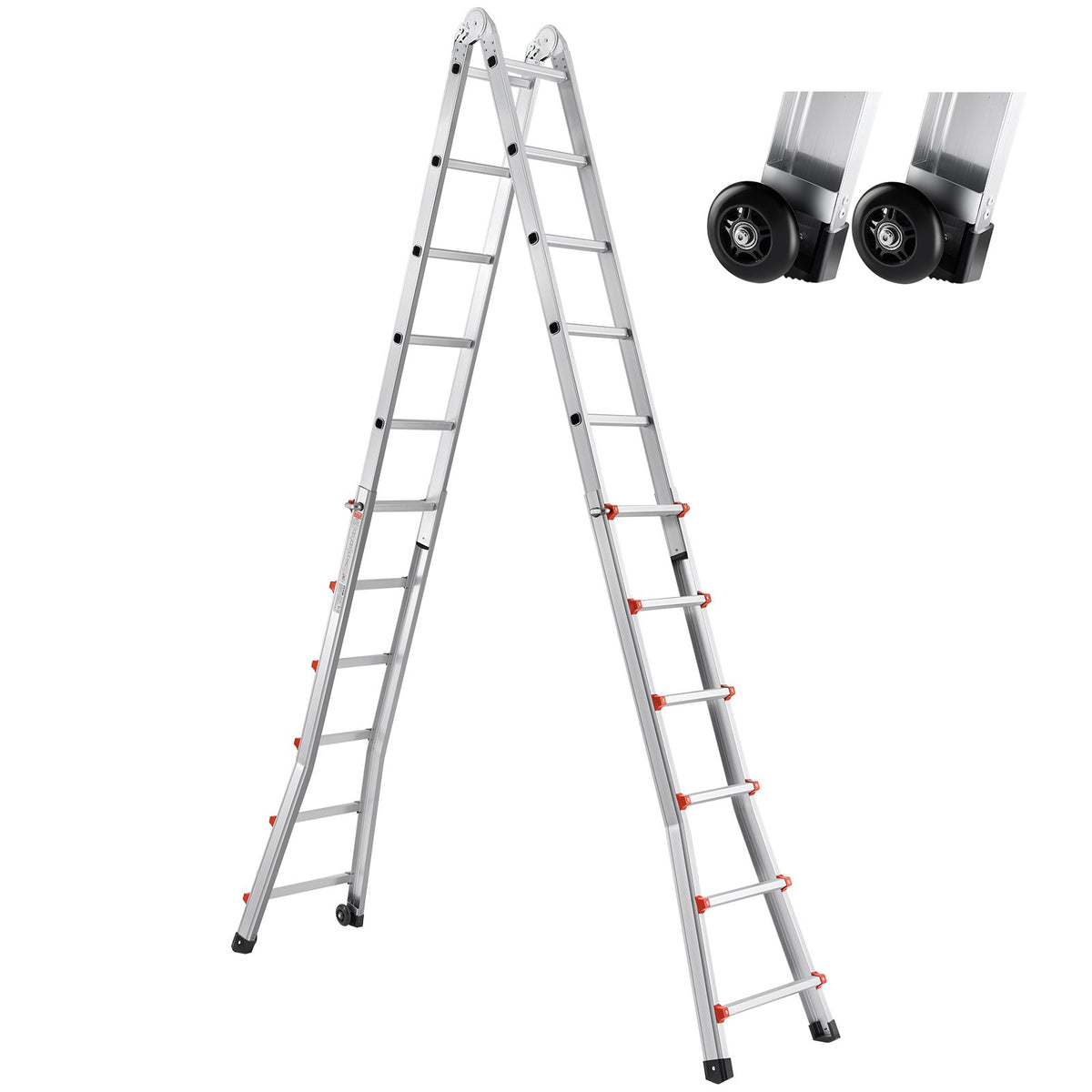 VEVOR Telescoping Ladder A Frame, 20.5 FT Compact Aluminum Extension Ladder, Multi-Function Portable Collapsible RV Ladder, Telescopic Ladder for Homework Stairs Indoor Outdoor Roof, 330lb Load - DGNAZXYST62MS3QAVV0 - view 10