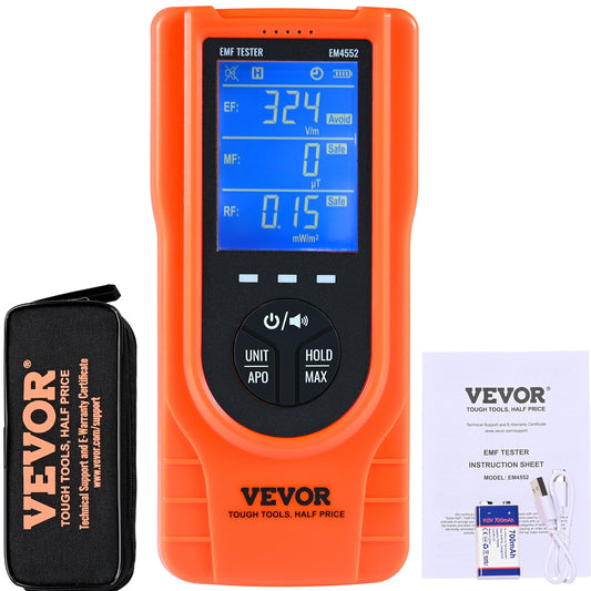 VEVOR 3-in-1 EMF Meter, 5Hz - 3.5GHz, Handheld Rechargeable Electromagnetic Field Radiation Detector, Digital LCD EMF Tester for EF MF RF Home Inspections Outdoor Ghost Hunting Paranormal Equipment - DGNEMFJSHYWJZQJ5EV9 - view 1
