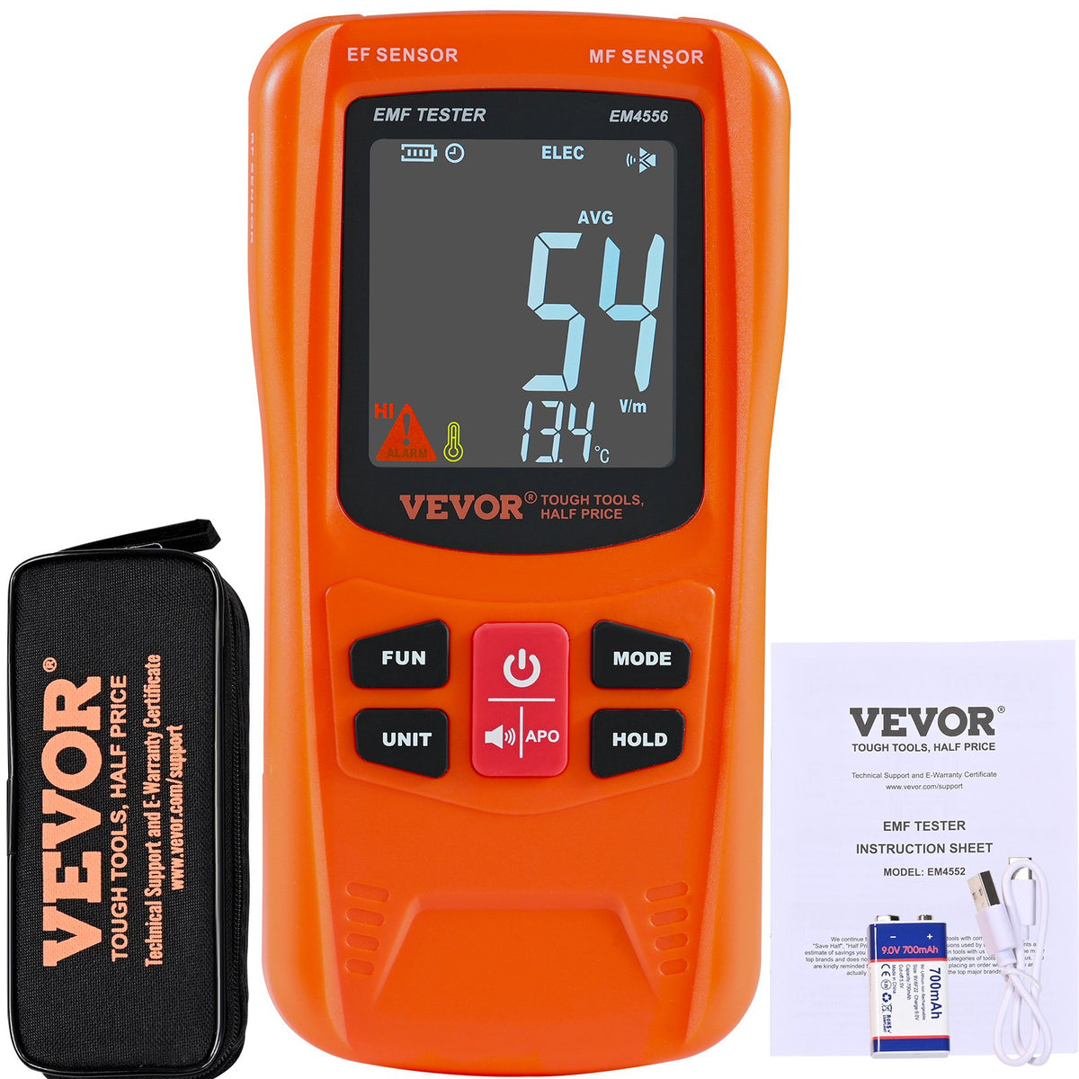 VEVOR 3-in-1 EMF Meter, 5Hz-6GHz, Handheld Rechargeable Electromagnetic Field Radiation Detector, Digital LCD EMF Tester for EF MF RF Home Inspections Outdoor Ghost Hunting 5G Cell Tower Temperature - DGNEMFJSHYYJH5E2WV9 - view 1