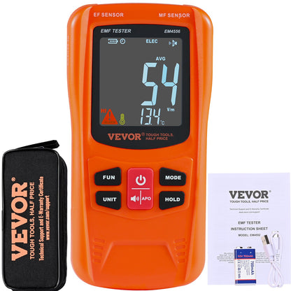 VEVOR 3-in-1 EMF Meter, 5Hz-6GHz, Handheld Rechargeable Electromagnetic Field Radiation Detector, Digital LCD EMF Tester for EF MF RF Home Inspections Outdoor Ghost Hunting 5G Cell Tower Temperature - DGNEMFJSHYYJH5E2WV9 - view 1