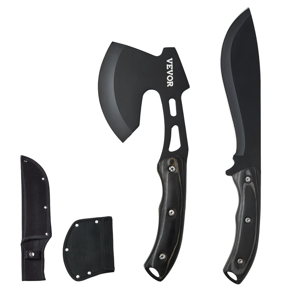 VEVOR Hunting Knife and Hatchet Axe Combo Set with Sheath, Fixed Blade Tactical Knife and Camping Axe, Stainless Steel Survival Knife and Camping Hatchet for Outdoor Survival Hunting Camping Adventure - DGNFCDTZLDF0DG8MBV0 - view 1