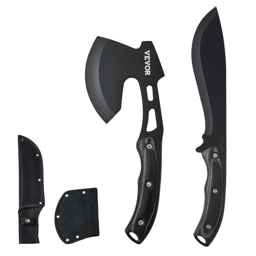 VEVOR Hunting Knife and Hatchet Axe Combo Set with Sheath, Fixed Blade Tactical Knife and Camping Axe, Stainless Steel Survival Knife and Camping Hatchet for Outdoor Survival Hunting Camping Adventure - DGNFCDTZLDF0DG8MBV0 - view 2