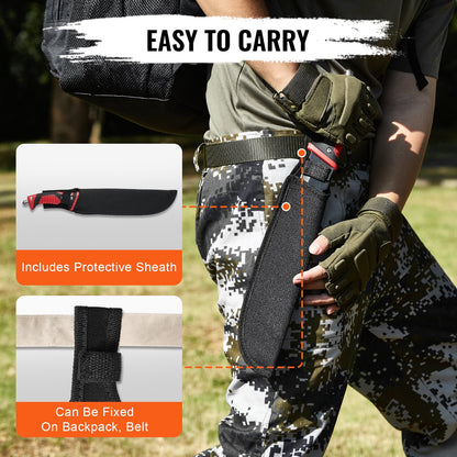 VEVOR Camping Hatchet and Machete Knife Set with Sheath, Hunting Knife, Flashlight, Paracord, 16 inch Machete, Stainless Steel Camping Axe Tool Set for Outdoor Survival Hunting Camping Adventure - DGNFCDTZZDXDVN7U2V9 - view 7