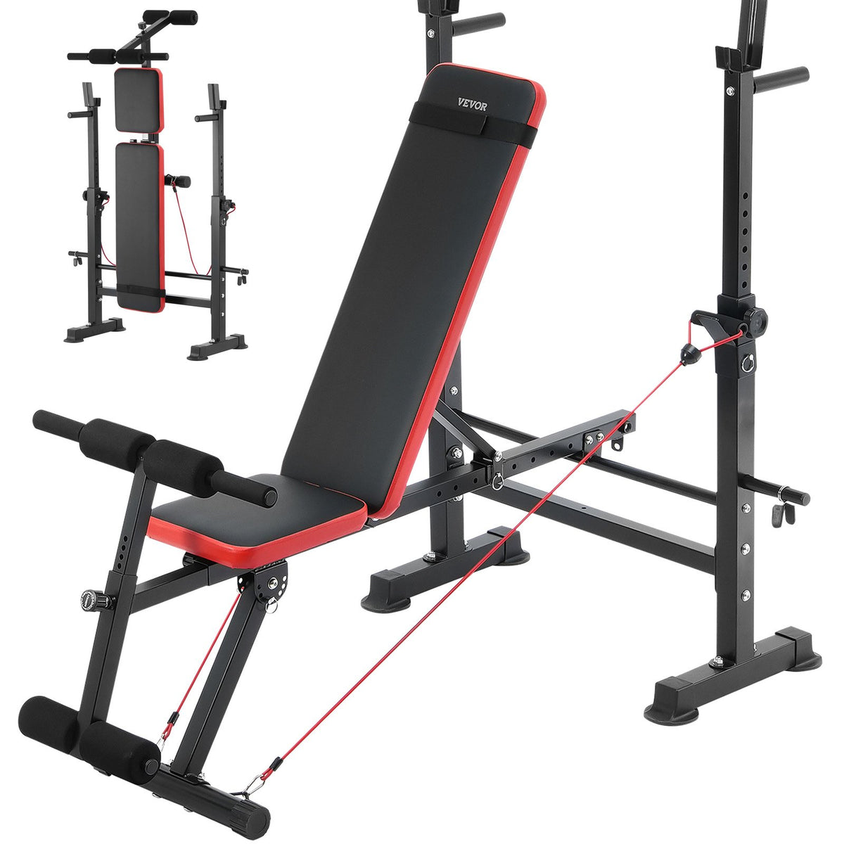VEVOR Weight Bench, Multi-Functional Adjustable Weight Bench Press for Full Body Workout, 600lbs Exercise Sit up Bench for Home Gym Strength Training, Flat Bench with Quick Folding & Fast Adjustment - DGNKJZCKZD60X4DGGV0 - view 1