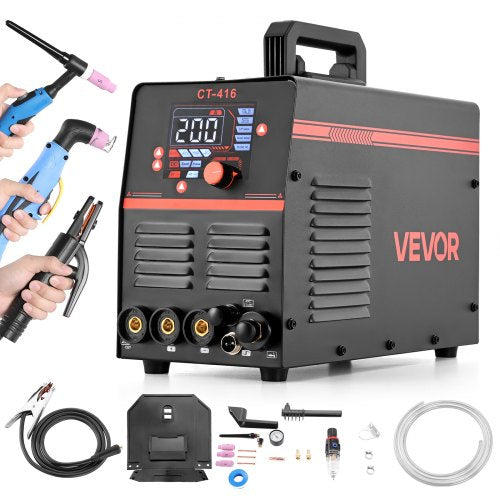 VEVOR 3-in-1 Plasma Cutter Welder Combo - CUT/TIG/MMA, 50A Non-Contact Cutting Machine & 200A TIG Stick Welder, Digital 110/220V Dual Voltage with 2T/4T/PA/PT Function for Home Repairs Workshops - DGNQHJ200A50VN2L5001V5 - view 2