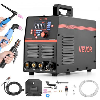 VEVOR 3-in-1 Plasma Cutter Welder Combo - CUT/TIG/MMA, 50A Non-Contact Cutting Machine & 200A TIG Stick Welder, Digital 110/220V Dual Voltage with 2T/4T/PA/PT Function for Home Repairs Workshops - DGNQHJ200A50VN2L5001V5 - view 2