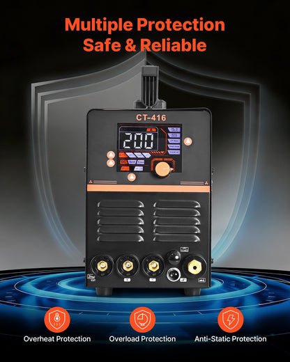 VEVOR 3-in-1 Plasma Cutter Welder Combo - CUT/TIG/MMA, 50A Non-Contact Cutting Machine & 200A TIG Stick Welder, Digital 110/220V Dual Voltage with 2T/4T/PA/PT Function for Home Repairs Workshops - DGNQHJ200A50VN2L5001V5 - view 5