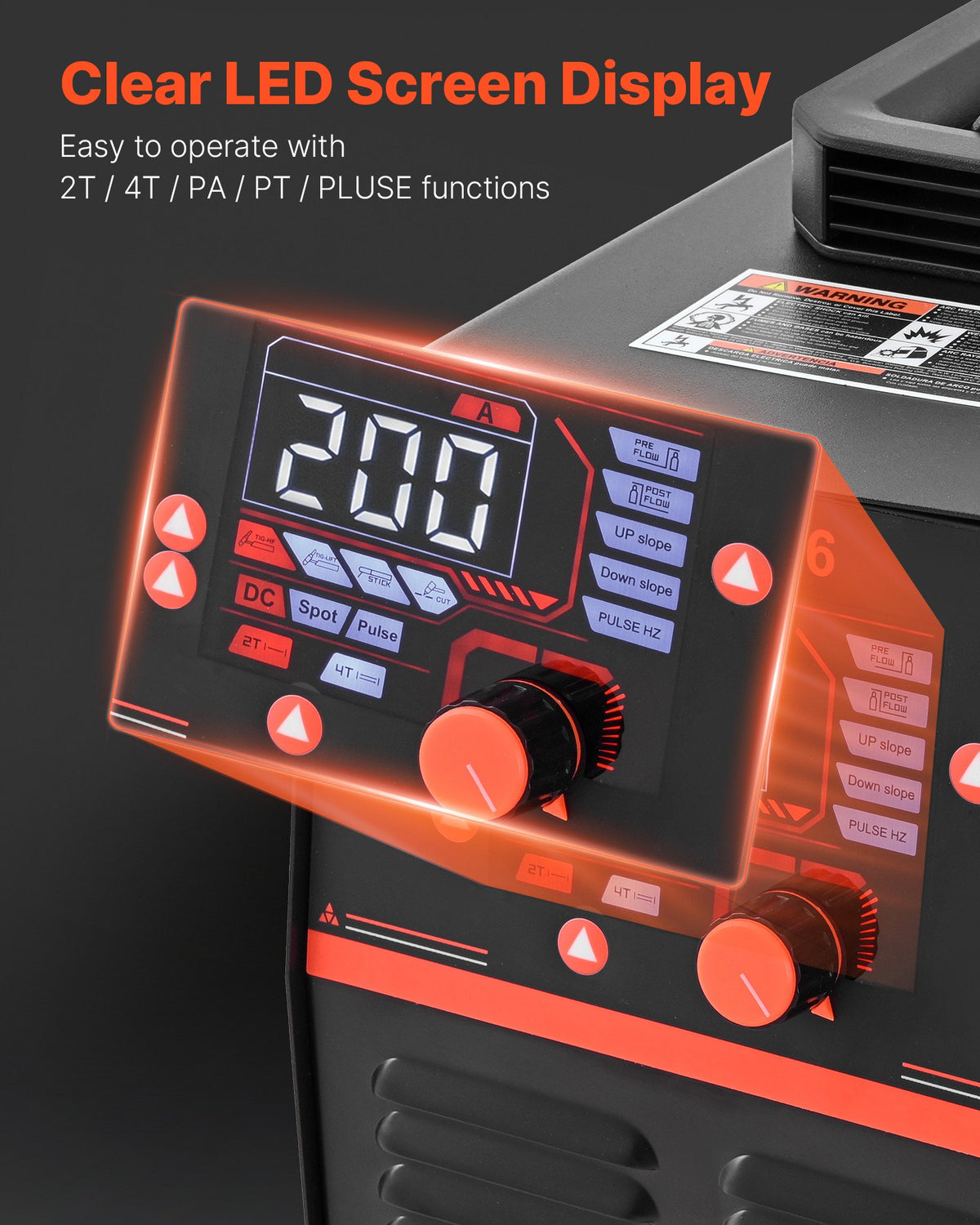 VEVOR 3-in-1 Plasma Cutter Welder Combo - CUT/TIG/MMA, 50A Non-Contact Cutting Machine & 200A TIG Stick Welder, Digital 110/220V Dual Voltage with 2T/4T/PA/PT Function for Home Repairs Workshops - DGNQHJ200A50VN2L5001V5 - view 6