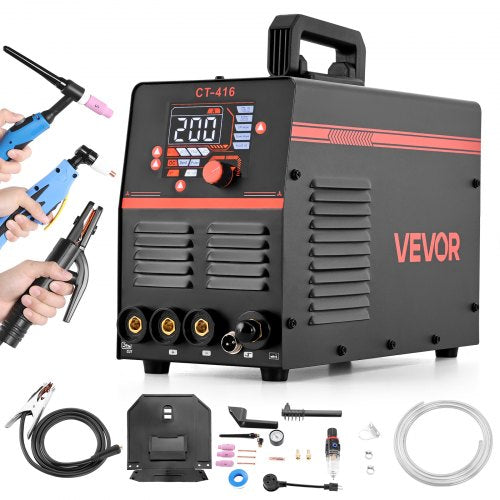 VEVOR 3-in-1 Plasma Cutter Welder Combo - CUT/TIG/MMA, 50A Plasma Cutting Machine & 200A TIG Stick Welder, Digital 110/220V Dual Voltage with 2T/4T/PA/PT Function for Home Repairs, Workshops - DGNQHJ200A50X64T7001V5 - view 2