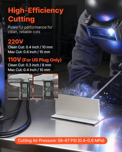 VEVOR 3-in-1 Plasma Cutter Welder Combo - CUT/TIG/MMA, 50A Plasma Cutting Machine & 200A TIG Stick Welder, Digital 110/220V Dual Voltage with 2T/4T/PA/PT Function for Home Repairs, Workshops - DGNQHJ200A50X64T7001V5 - view 4