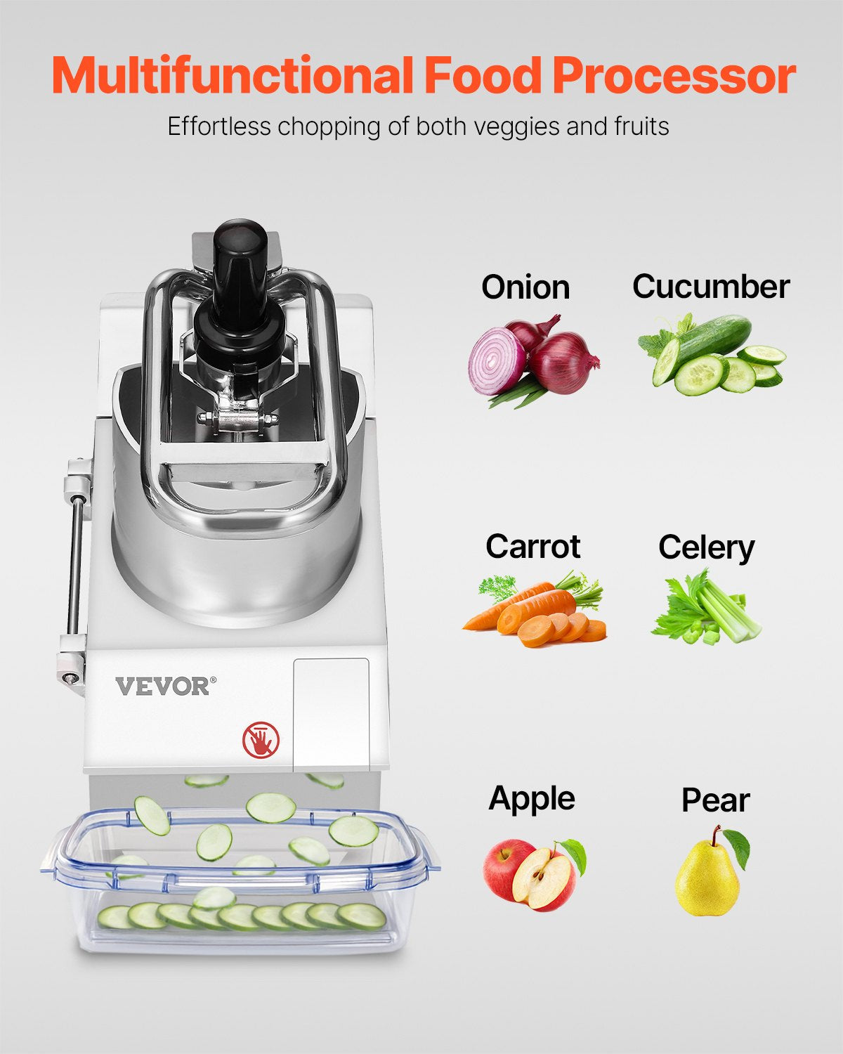 VEVOR Food Processor & Vegetable Chopper, 2 Feeding Holes Food-Grade Stainless Steel Food Processor Chopper with Detachable 6 Blades, 3mm/5mm/7mm/10mm Shredder