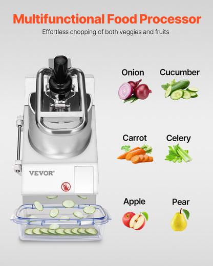 VEVOR Food Processor & Vegetable Chopper, 2 Feeding Holes Food-Grade Stainless Steel Food Processor Chopper with Detachable 6 Blades, 3mm/5mm/7mm/10mm Shredder
