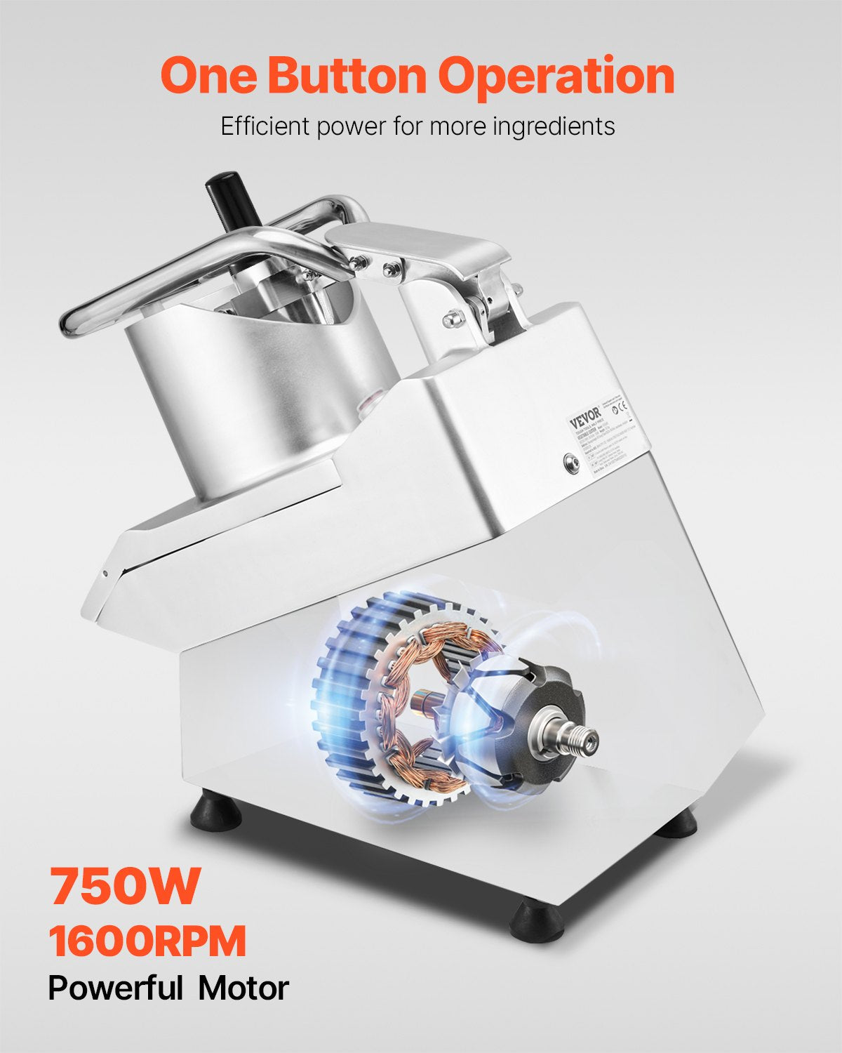 VEVOR Food Processor & Vegetable Chopper, 2 Feeding Holes Food-Grade Stainless Steel Food Processor Chopper with Detachable 6 Blades, 3mm/5mm/7mm/10mm Shredder