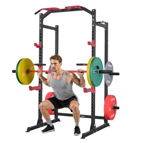VEVOR Power Cage Power Rack, Multifunctional Barbell Squat Rack with Adjustable Height, Home Gym Strength Training Workout Equipment with J-Hooks & More Fitness Attachment for Bench Press Pull-Up Dips - DGNSDJDTJ000DMT40001V0 - view 2