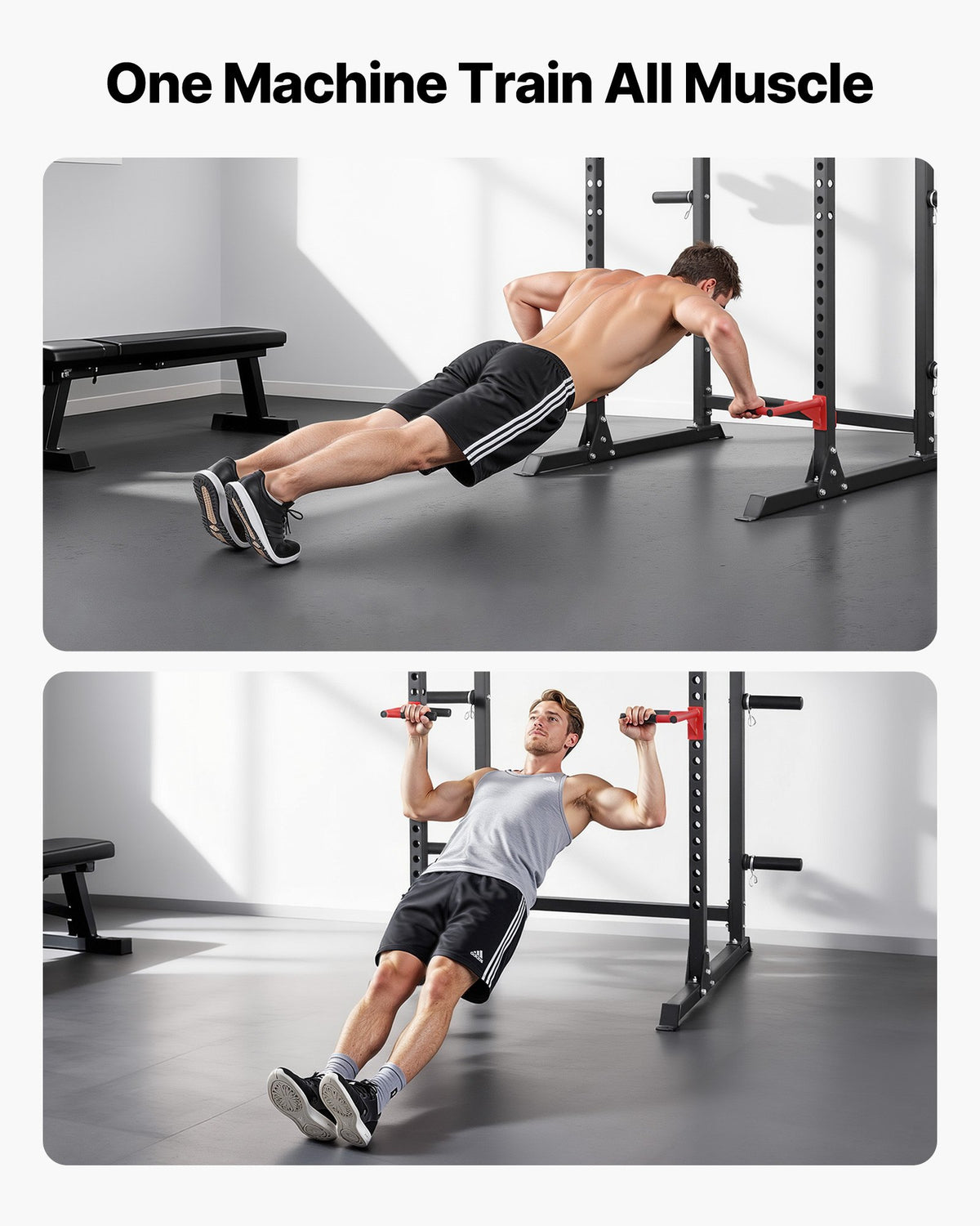 VEVOR Power Cage Power Rack, Multifunctional Barbell Squat Rack with Adjustable Height, Home Gym Strength Training Workout Equipment with J-Hooks & More Fitness Attachment for Bench Press Pull-Up Dips - DGNSDJDTJ000DMT40001V0 - view 8