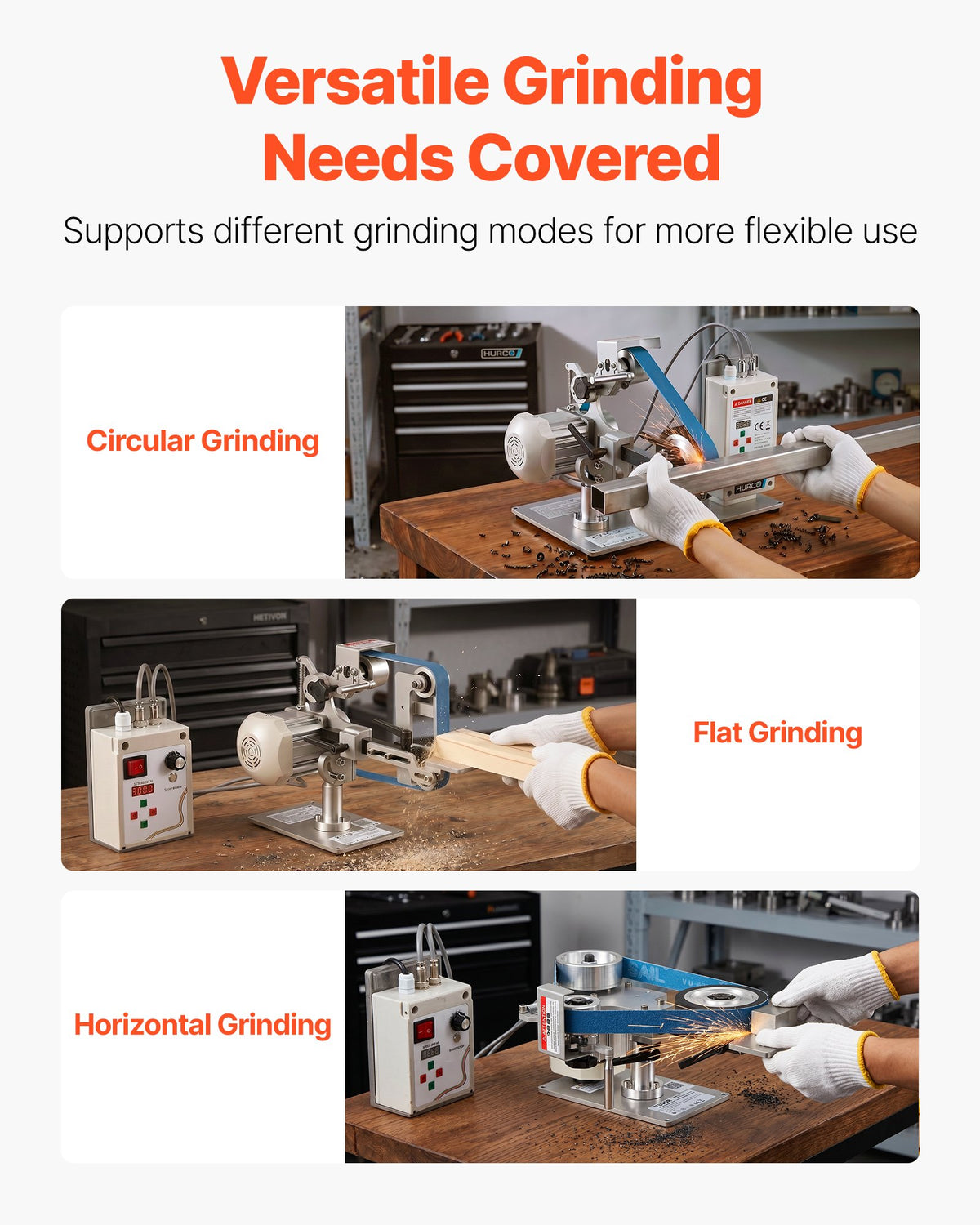 VEVOR Variable-Speed Belt Grinder - BSF130VA, 30 x 1 in - product view 2