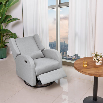 VEVOR Electronic Power Recliner and Swivel Glider, 250 lbs Weight Capacity Swivel Glider Recliner Chair with USB Port, Polyester Surface Swivel Rocker Recliner  for Living Room, Bedroom, Light Gray - DGNSFKQHDXKBO9GP5V1 - view 9