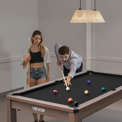 VEVOR 7ft Pool Table Combo Set, 3-in-1 Multi Game Billiards Tables with Dining Top and Ping Pong, 2 Benches for Storage and Accessories, Includes Ball Cue Rack Chalk Brush, for Family Recreation Room - DGNTQZQHHSMDH7KV1001V0 - view 9