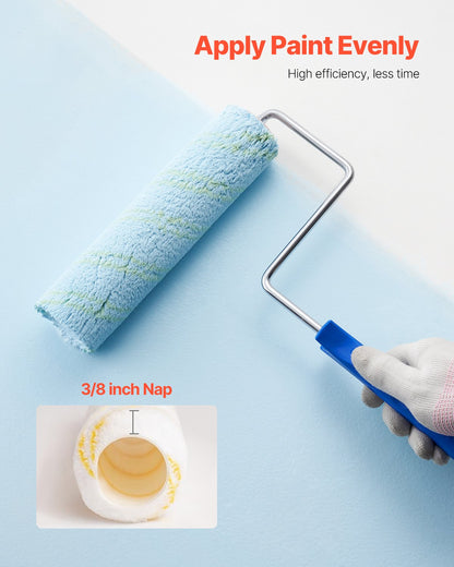 VEVOR Paint Roller Kit, 19 Piece Paint Roller Set, 4" and 9" Paint Rollers with 3/8" Naps, Paint Roller Frames, Paint Tray, Roller Covers, Paint Kit for Painting Walls, Professional or Home Owners - DGNXZHZRMKNA48WYEV0 - view 3
