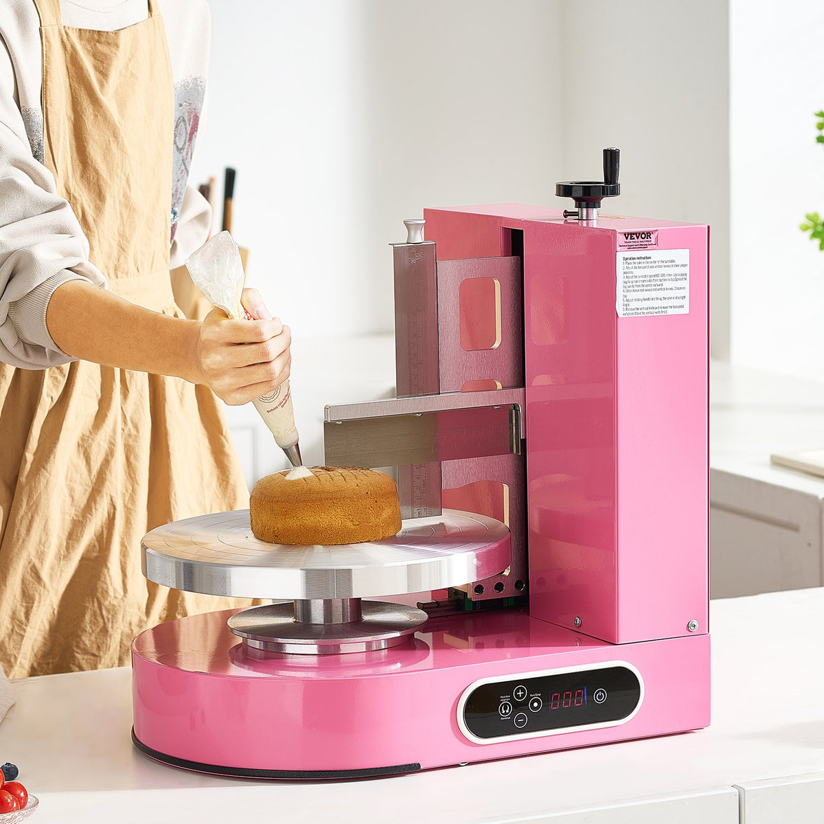 VEVOR Cake Decorating Machine, Cake Cream Spreading Coating Smearing Machine, Low Noise Cake Frosting Machine, Turntable with Adjustable Scraper, for 4" to 12" Cake, 25-320RPM Rotating Speed, Pink - DGNYMMJ412INPBTRJV1 - view 9
