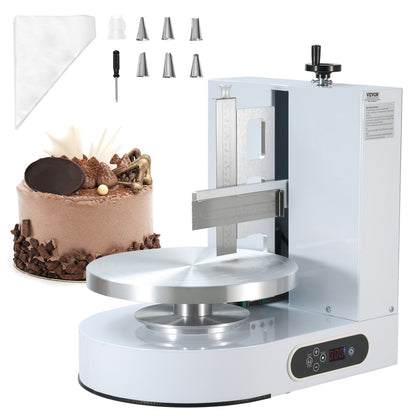 VEVOR Cake Decorating Machine, Cake Cream Spreading Coating Smearing Machine, Low Noise Cake Frosting Machine, Turntable with Adjustable Scraper, for 4" to 12" Cake, 25-320RPM Rotating Speed, White - DGNYMMJ412INZ7R1SV1 - view 1