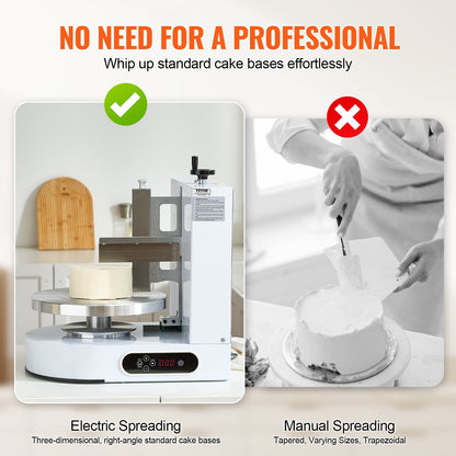 VEVOR Cake Decorating Machine, Cake Cream Spreading Coating Smearing Machine, Low Noise Cake Frosting Machine, Turntable with Adjustable Scraper, for 4" to 12" Cake, 25-320RPM Rotating Speed, White - DGNYMMJ412INZ7R1SV1 - view 5