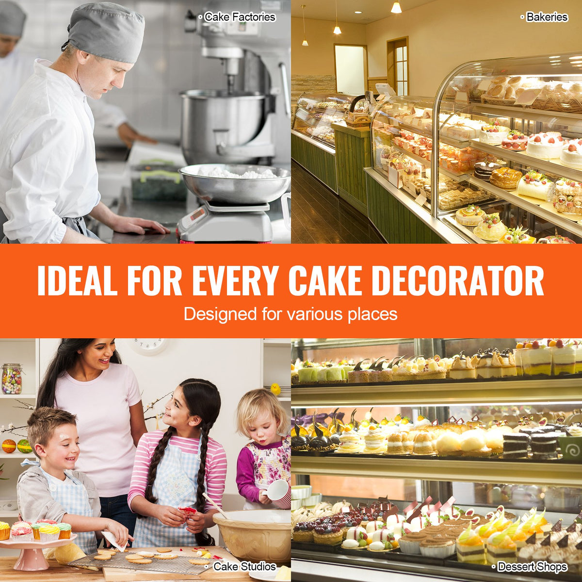 VEVOR Cake Decorating Machine, Cake Cream Spreading Coating Smearing Machine, Low Noise Cake Frosting Machine, Turntable with Adjustable Scraper, for 4" to 12" Cake, 25-320RPM Rotating Speed, White - DGNYMMJ412INZ7R1SV1 - view 7