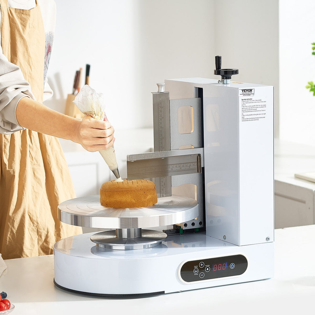 VEVOR Cake Decorating Machine, Cake Cream Spreading Coating Smearing Machine, Low Noise Cake Frosting Machine, Turntable with Adjustable Scraper, for 4" to 12" Cake, 25-320RPM Rotating Speed, White - DGNYMMJ412INZ7R1SV1 - view 9
