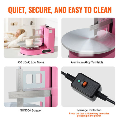 VEVOR Cake Decorating Machine, Cake Cream Spreading Coating Smearing Machine, Low Noise Cake Frosting Machine, Turntable with Adjustable Scraper, for 4" to 16" Cake, 25-320RPM Rotating Speed, Pink - DGNYMMJ416IN82A3BV1 - view 6