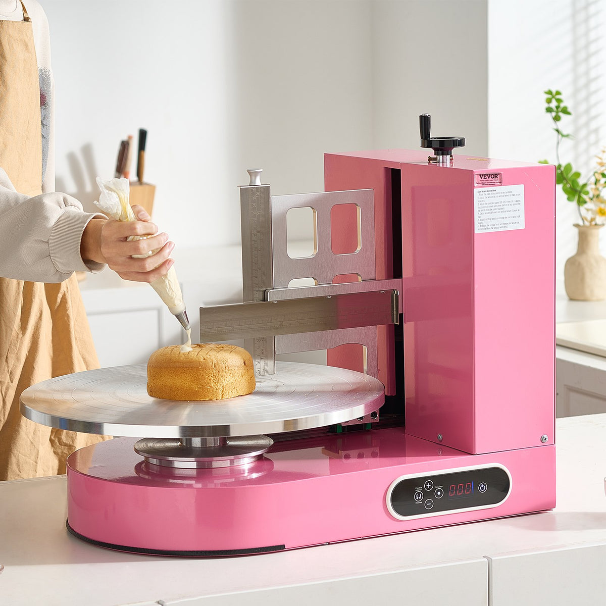 VEVOR Cake Decorating Machine, Cake Cream Spreading Coating Smearing Machine, Low Noise Cake Frosting Machine, Turntable with Adjustable Scraper, for 4" to 16" Cake, 25-320RPM Rotating Speed, Pink - DGNYMMJ416IN82A3BV1 - view 9