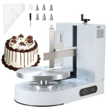 VEVOR Cake Decorating Machine, Cake Cream Spreading Coating Smearing Machine, Low Noise Cake Frosting Machine, Turntable with Adjustable Scraper, for 6" to 14" Cake, 25-320RPM Rotating Speed, White - DGNYMMJ614IND9GFDV1 - view 1