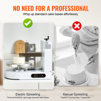 VEVOR Cake Decorating Machine, Cake Cream Spreading Coating Smearing Machine, Low Noise Cake Frosting Machine, Turntable with Adjustable Scraper, for 6" to 14" Cake, 25-320RPM Rotating Speed, White - DGNYMMJ614IND9GFDV1 - view 5