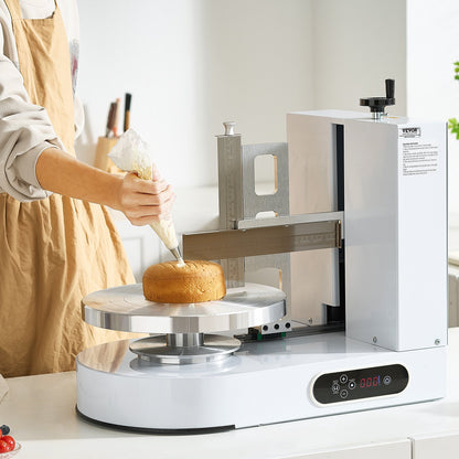 VEVOR Cake Decorating Machine, Cake Cream Spreading Coating Smearing Machine, Low Noise Cake Frosting Machine, Turntable with Adjustable Scraper, for 6" to 14" Cake, 25-320RPM Rotating Speed, White - DGNYMMJ614IND9GFDV1 - view 9