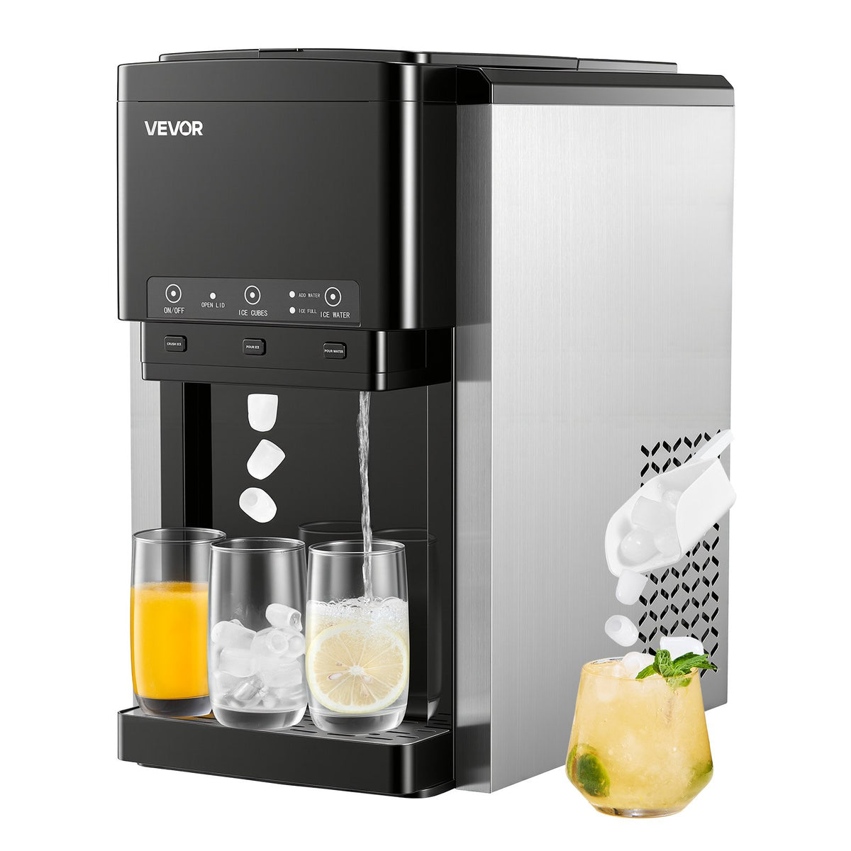 VEVOR Water Dispenser with Ice Maker, 3-in-1 Countertop Water Dispenser, 35 LBS/24H, 12 Cubes/7 Min Fast Ice Making with 4 LBS Storage, Bullet/Crushed Ices & Cold-Water, for Home, Kitchen, Party - DGNZBJTMSLSZ2NNVG001V1 - view 1