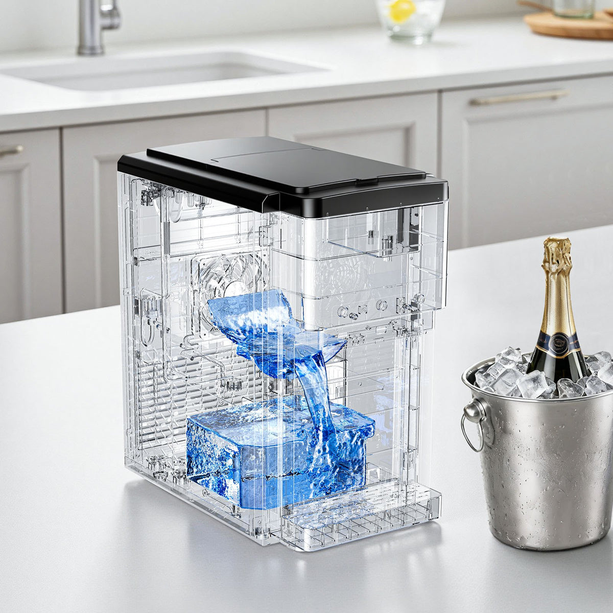 VEVOR Water Dispenser with Ice Maker, 3-in-1 Countertop Water Dispenser, 35 LBS/24H, 12 Cubes/7 Min Fast Ice Making with 4 LBS Storage, Bullet/Crushed Ices & Cold-Water, for Home, Kitchen, Party - DGNZBJTMSLSZ2NNVG001V1 - view 9