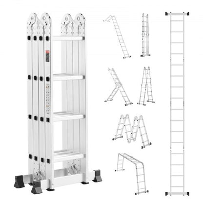 VEVOR Multi-Purpose Folding Ladder, 7-in-1 Tall Extension Step Ladder, A Frame 4 Step Telescoping Ladder, 15.5ft Reach Height Heavy Duty Adjustable Ladder, 330 lbs Capacity for Home Outdoor - DGNZDTLHJ4JJEJ4Q4V0 - view 2