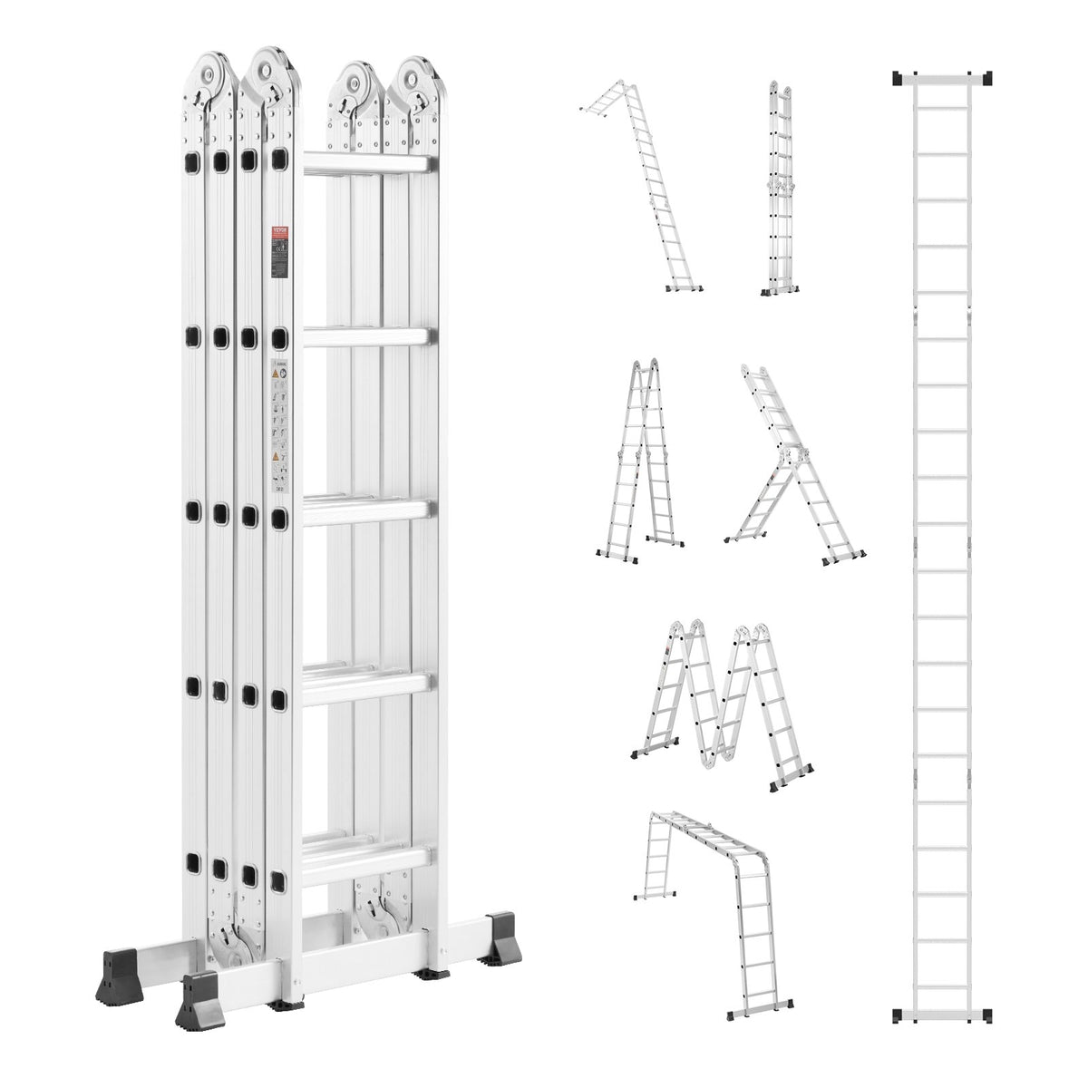 VEVOR Multi-Purpose Folding Ladder, 7-in-1 Tall Extension Step Ladder, A Frame 5 Step Telescoping Ladder, 19ft Reach Height Heavy Duty Adjustable Ladder, 330 lbs Capacity for Home Outdoor Metal - DGNZDTLHJ5JJEJD9WV0 - view 1
