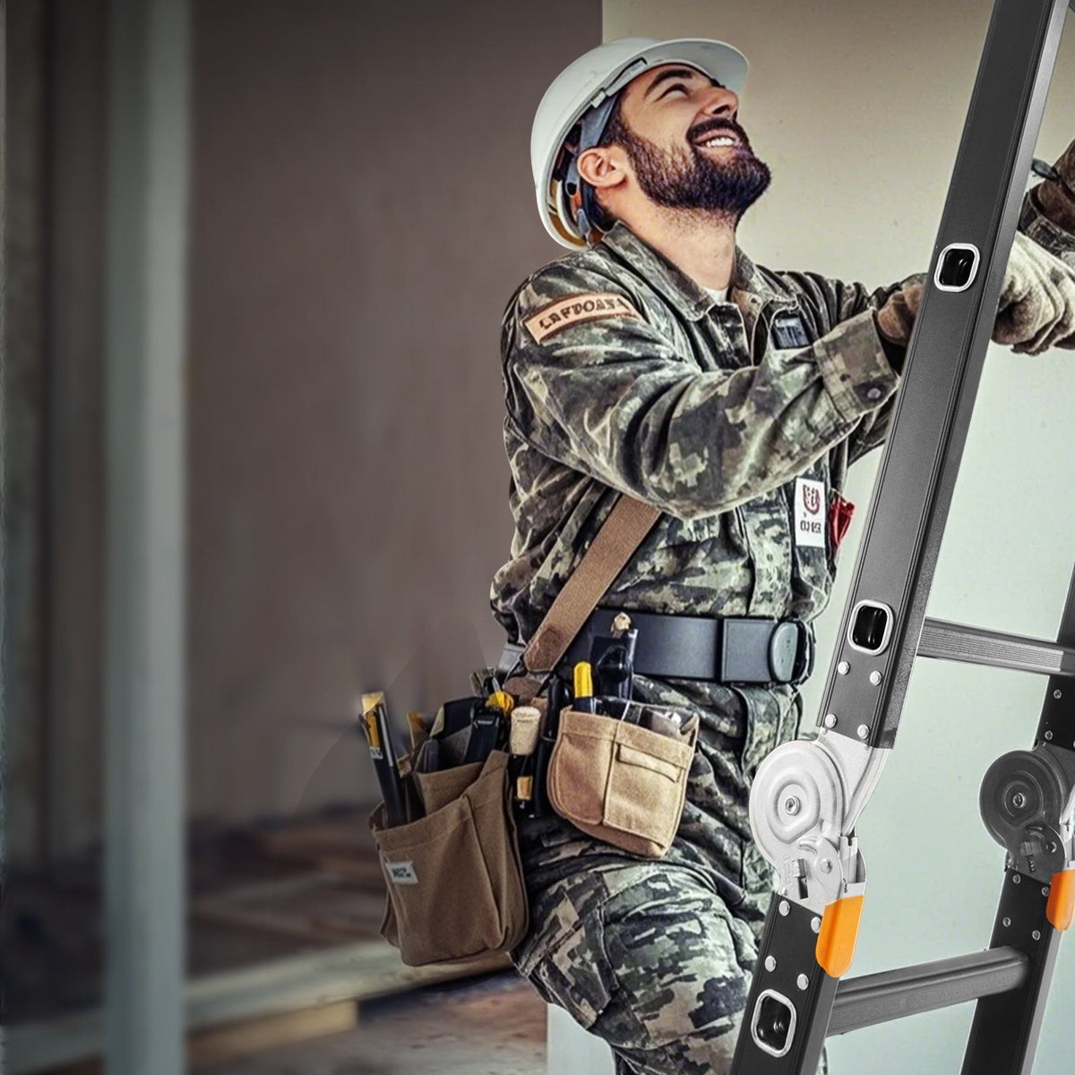 VEVOR Multi-Purpose Folding Ladder, 7-in-1 Tall Extension Step Ladder, A Frame 5 Step Telescoping Ladder, 19ft Reach Height Heavy Duty Adjustable Ladder, 330 lbs Capacity for Home Outdoor - DGNZDTLHJ5JPBC9YEV0 - view 9