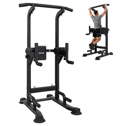 VEVOR Pull Up Bar, 330 LBS Power Tower Dip Station, Workout Dip Station with H-Shaped Stable Base & Back Pad, Adjustable 12 Level Height Free Standing Chin Up Bar for Back, 4-Level Adjustable Back Pad - DGNZHXYTXSJPLNKDH001V0 - view 1
