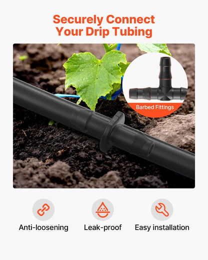 VEVOR  Drip Irrigation Fittings Kit for 1/4" Tubing, 300 Pcs Drip Irrigation System Parts, Tees, Straight Barb, 4 Way Coupling, Elbows, End Plug, Single Barbs, Barbed Connectors for Yard Garden Lawn - DGPJ6MMRGZJT6YSBO001V0 - view 4