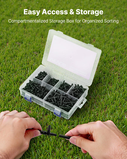 VEVOR  Drip Irrigation Fittings Kit for 1/4" Tubing, 300 Pcs Drip Irrigation System Parts, Tees, Straight Barb, 4 Way Coupling, Elbows, End Plug, Single Barbs, Barbed Connectors for Yard Garden Lawn - DGPJ6MMRGZJT6YSBO001V0 - view 7