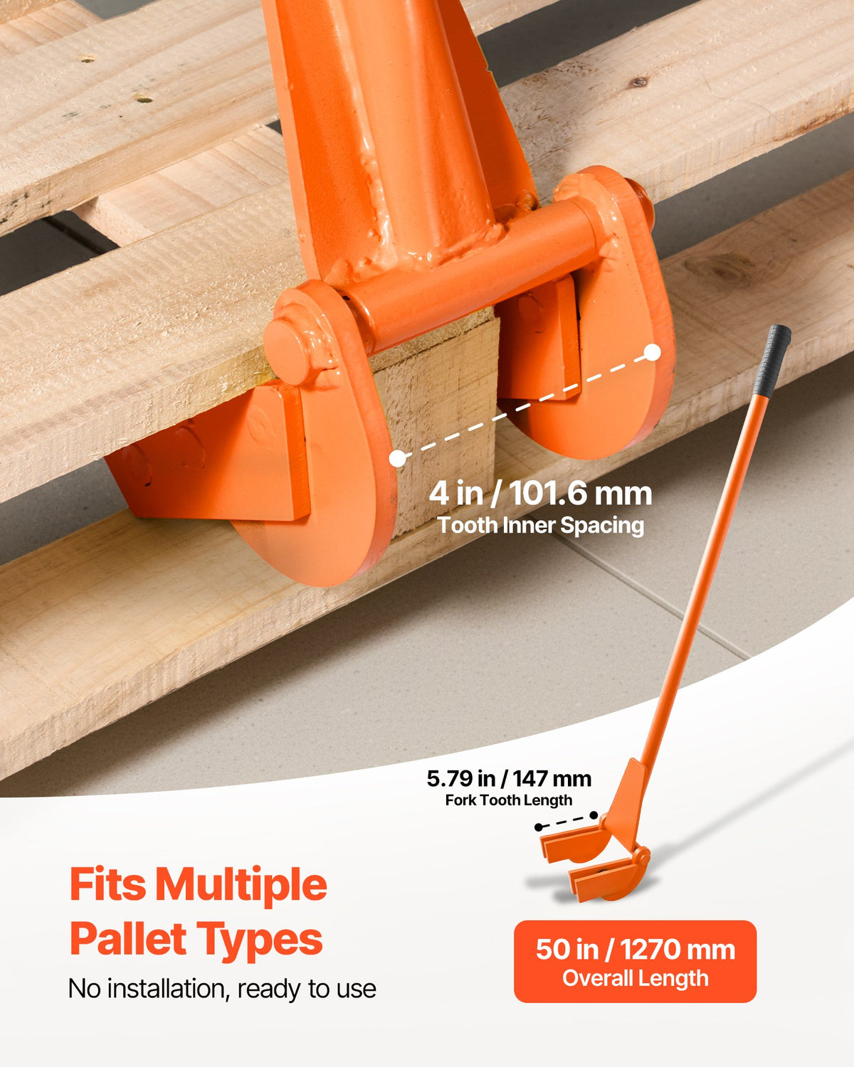 VEVOR Pallet Buster Tool, 40 Inch Carbon Steel Handle Wrecking Pry Bar, 2000 lbs Weight Capacity, Heavy Duty Deck Board Removal Tool, Breaker Bar for Flooring, Framing, Roofing, Trim, Drywall - DGTPQGFZX45IJE5BX001V0 - view 5
